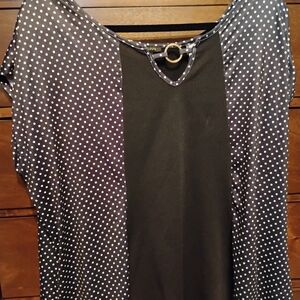 ROBERT LEWIS Black and White Polka Dot Women's Top